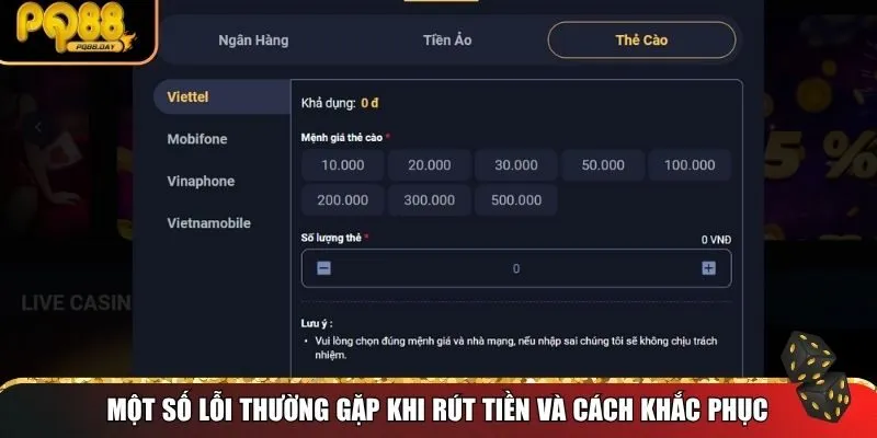 Một số lỗi thường gặp khi rút tiền và cách khắc phục