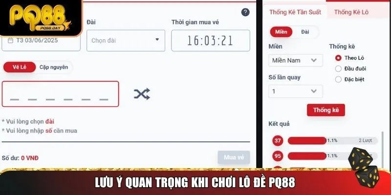 Lưu ý quan trọng khi chơi lô đề PQ88