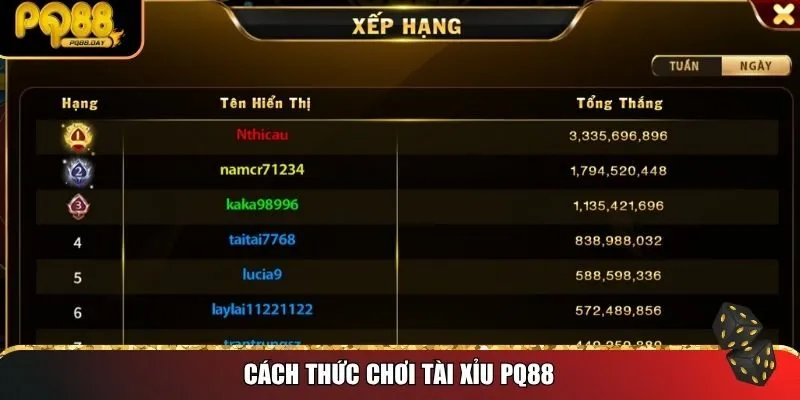 Cách thức chơi tài xỉu PQ88